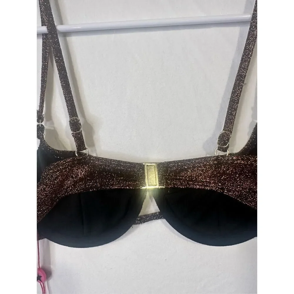 South Beach ASOS metallic bikini top, NWT, size 6